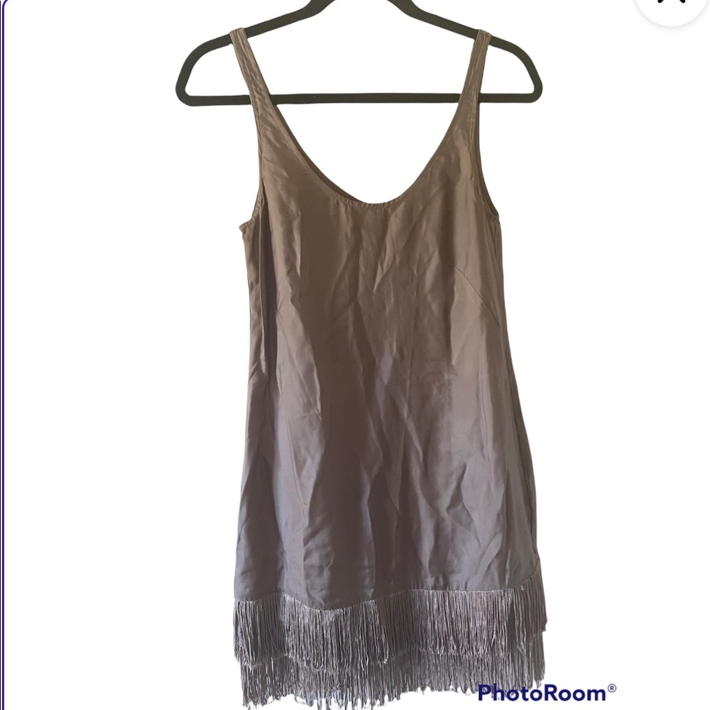 Twelfth Street by Cynthia Vincent gray fringe mini dress